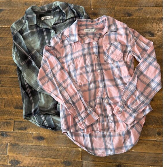 Lot of 2 Girl's Abercrombie Kids Flannel Shirts 10/12 - Picture 2 of 5